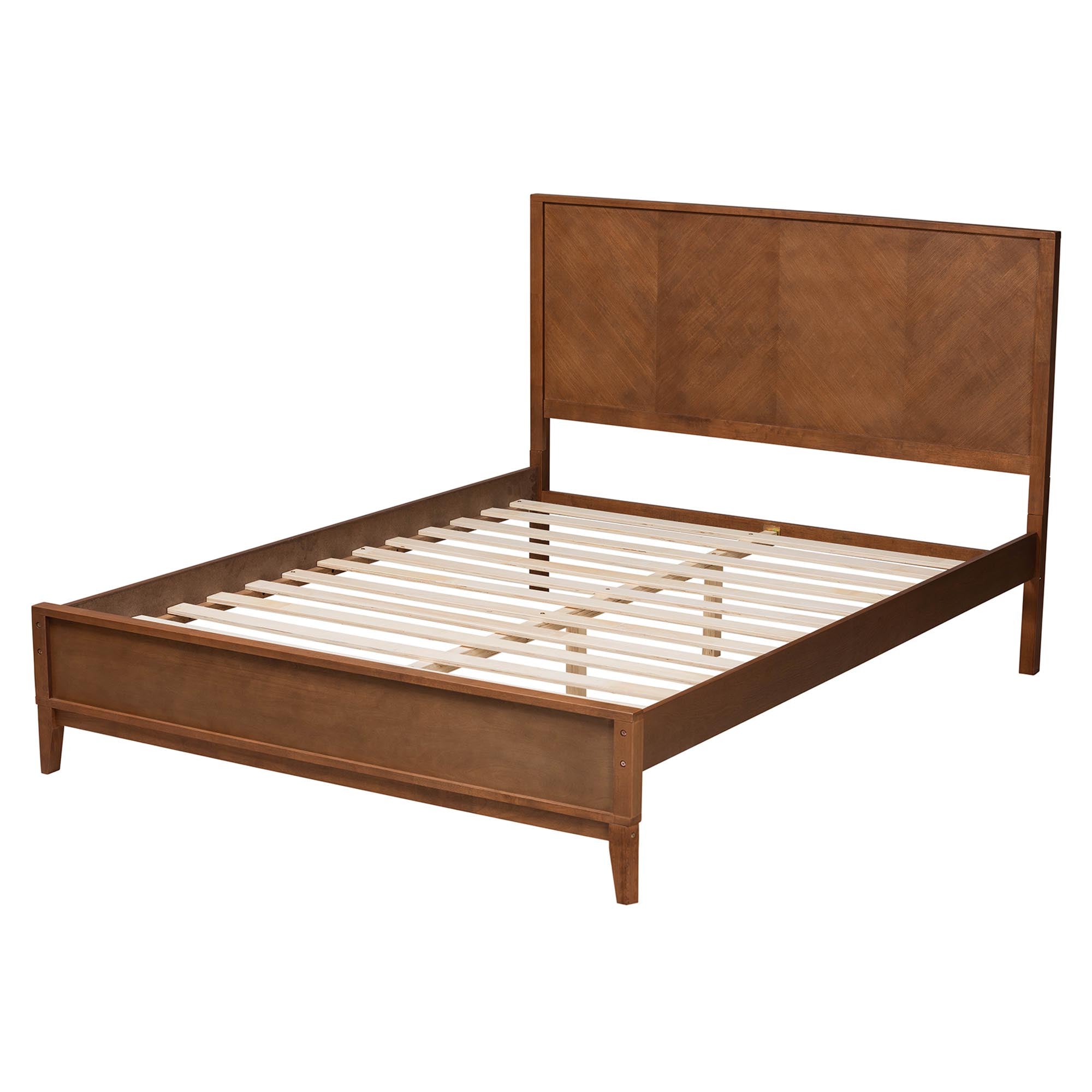 Simi Classic Queen Ash Walnut Wood Platform Bed – Transitional Style No Box Spring Required