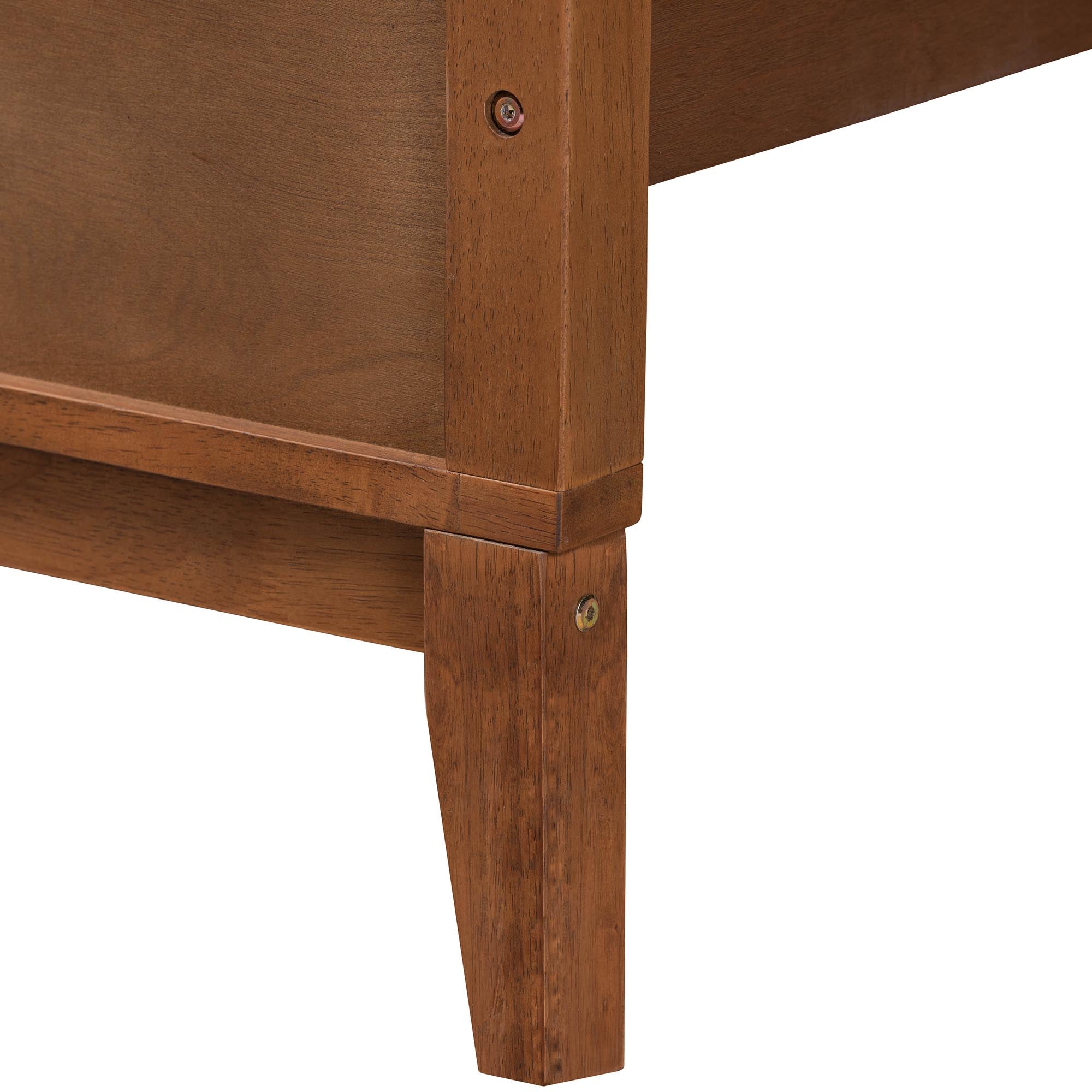 Shiloh Classic King Size Platform Bed Frame – Transitional Ash Walnut Wood with Box Spring Free Design