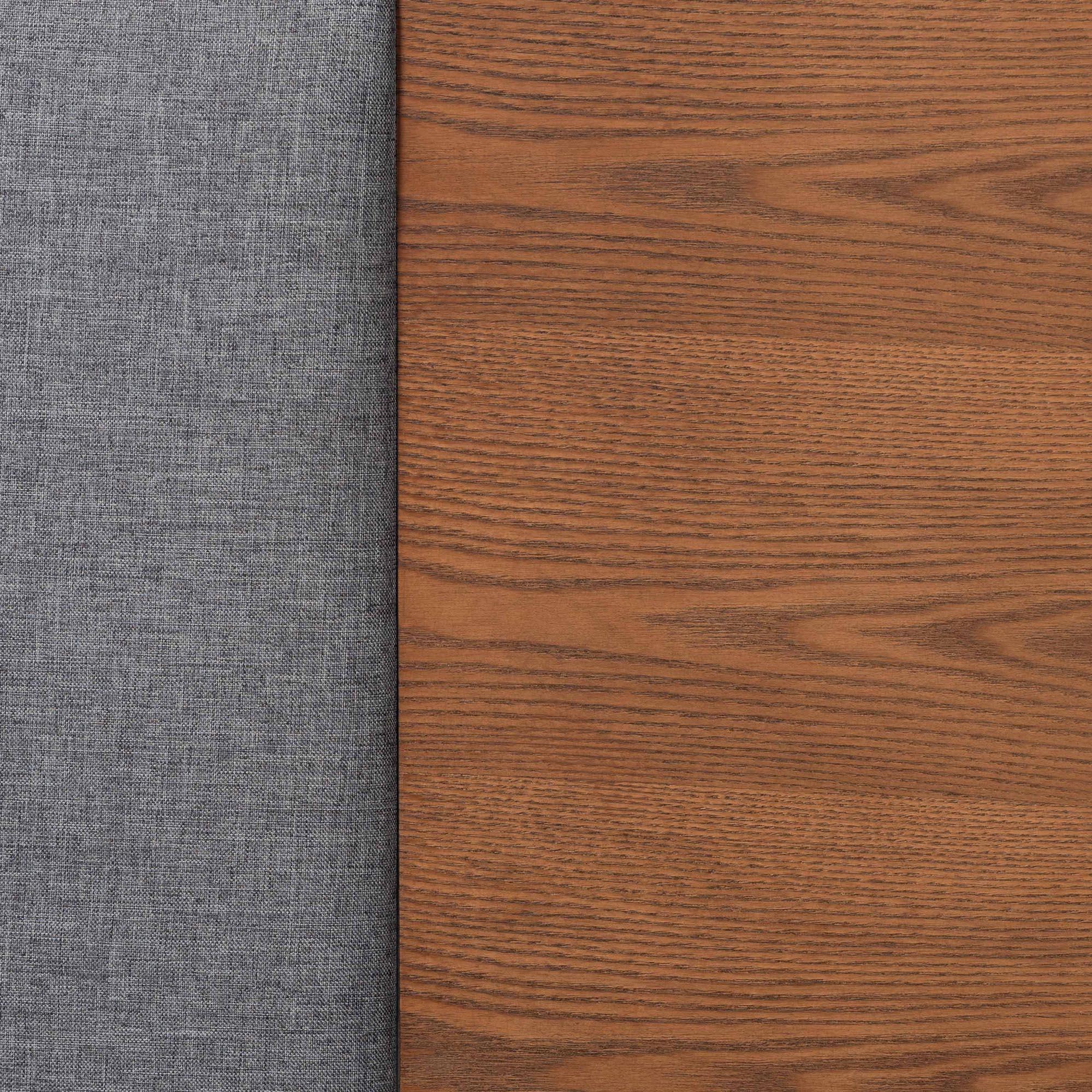 Conall King Mid-Century Platform Storage Bed – Grey Upholstered with Built-in Nightstands