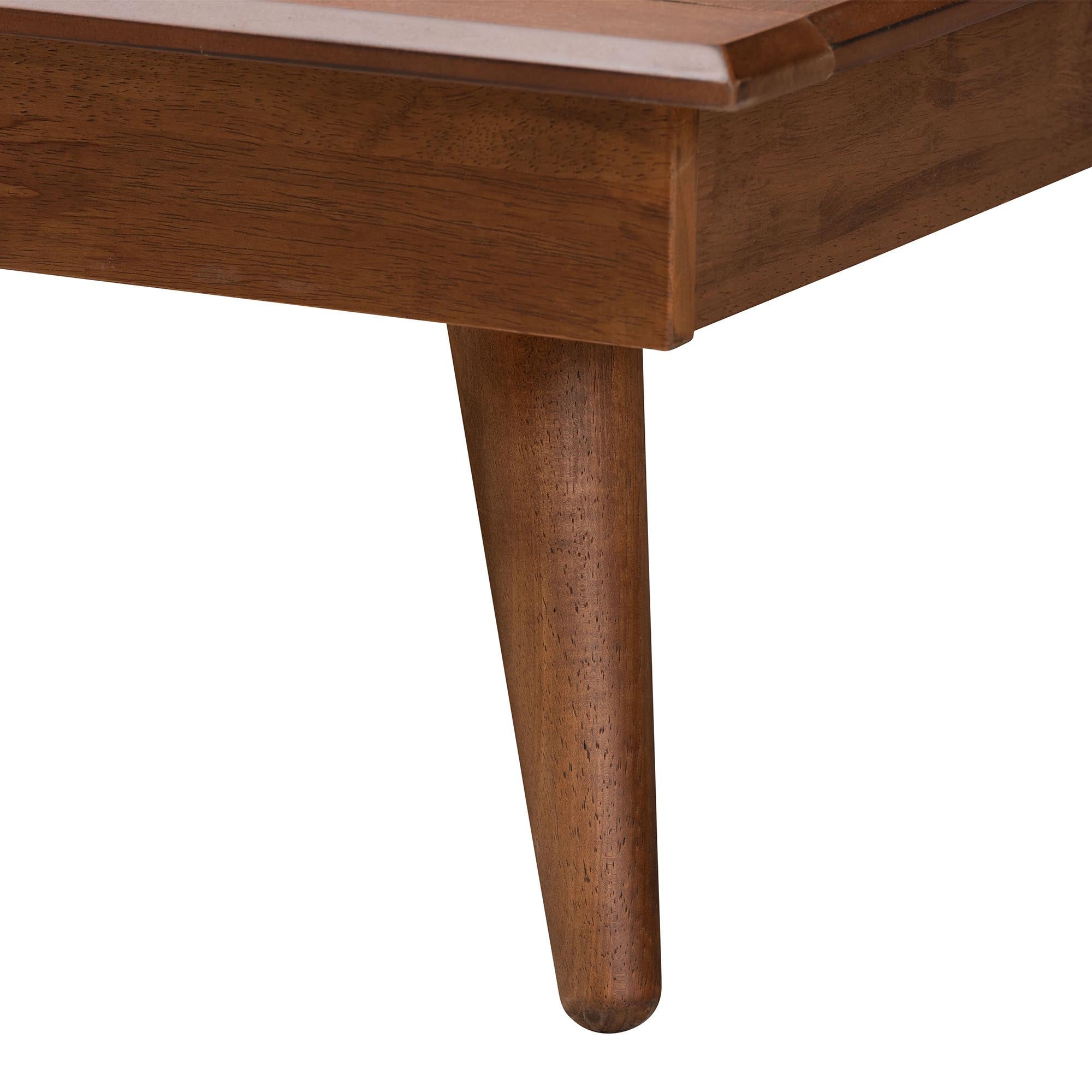 Ders Queen Mid-Century Platform Bed – Ash Walnut Wood with Woven Rattan Detail