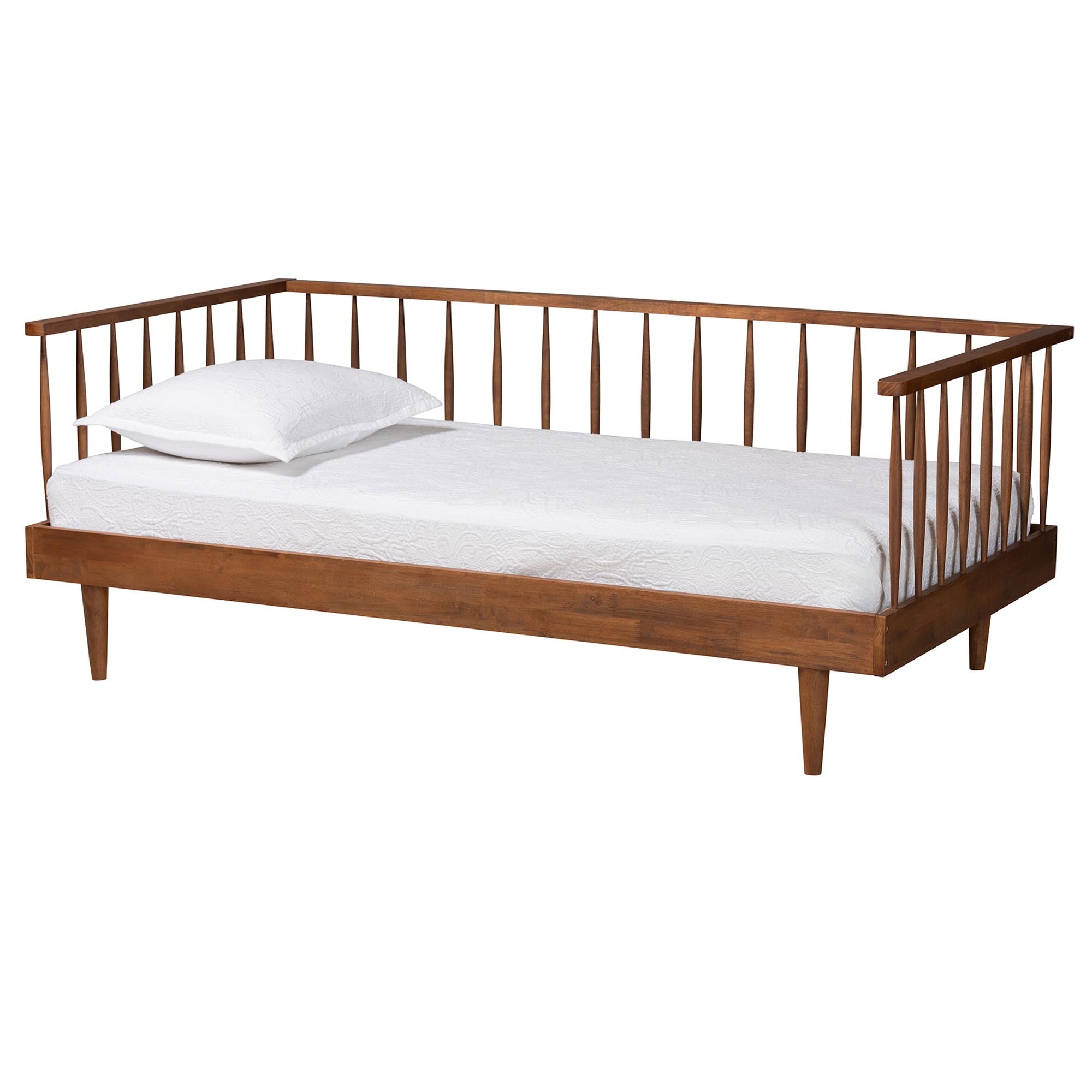 Nicolas Twin Ash Walnut Daybed – Mid-Century Modern Spindle Design Wood Slats