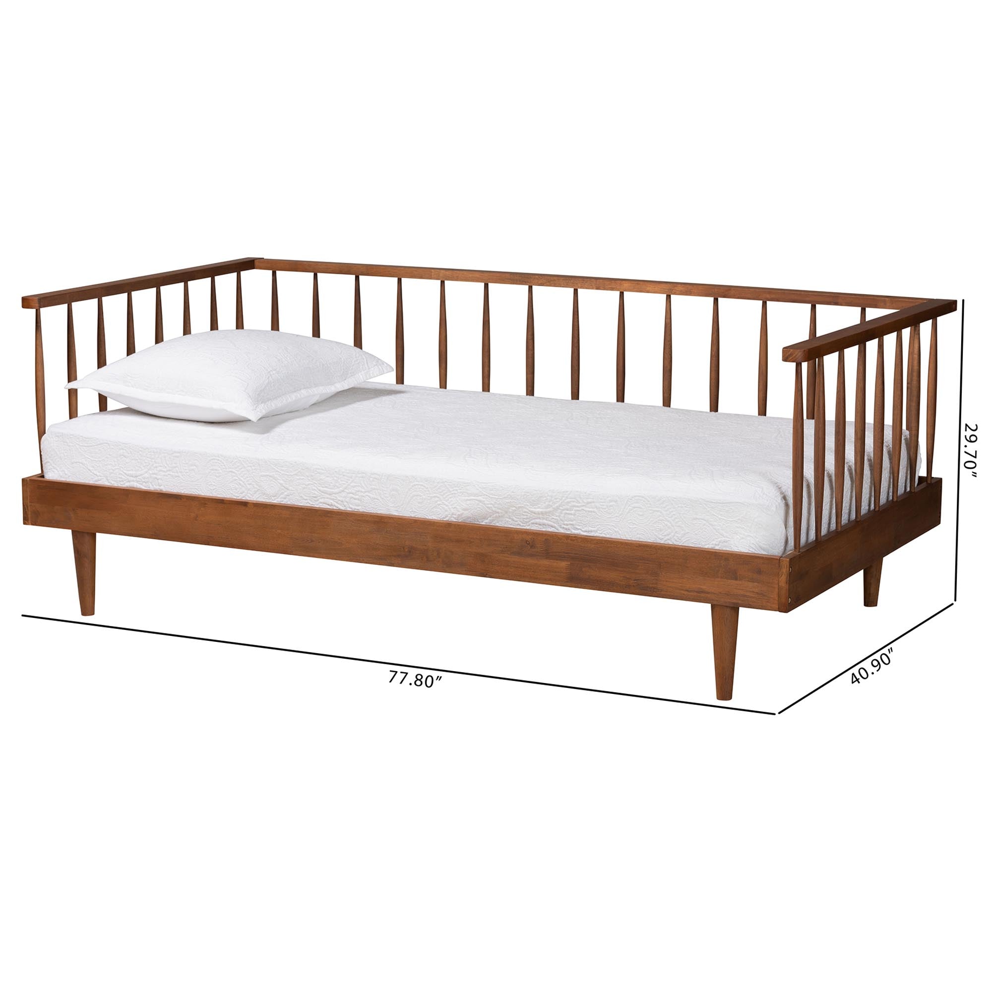 Nicolas Twin Ash Walnut Daybed – Mid-Century Modern Spindle Design Wood Slats