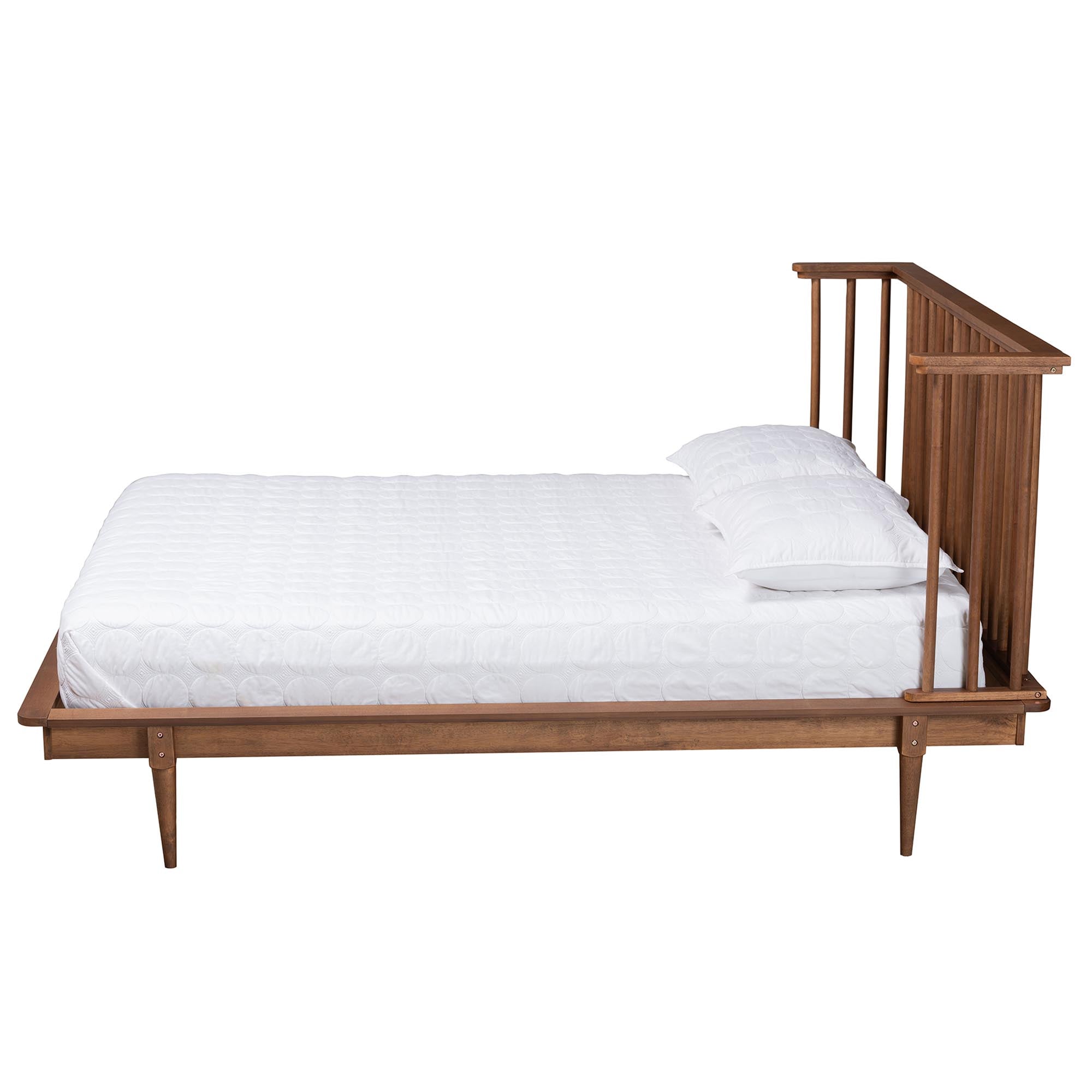 Bennet Queen Ash Walnut Platform Bed – Mid-Century Modern Spindle Design