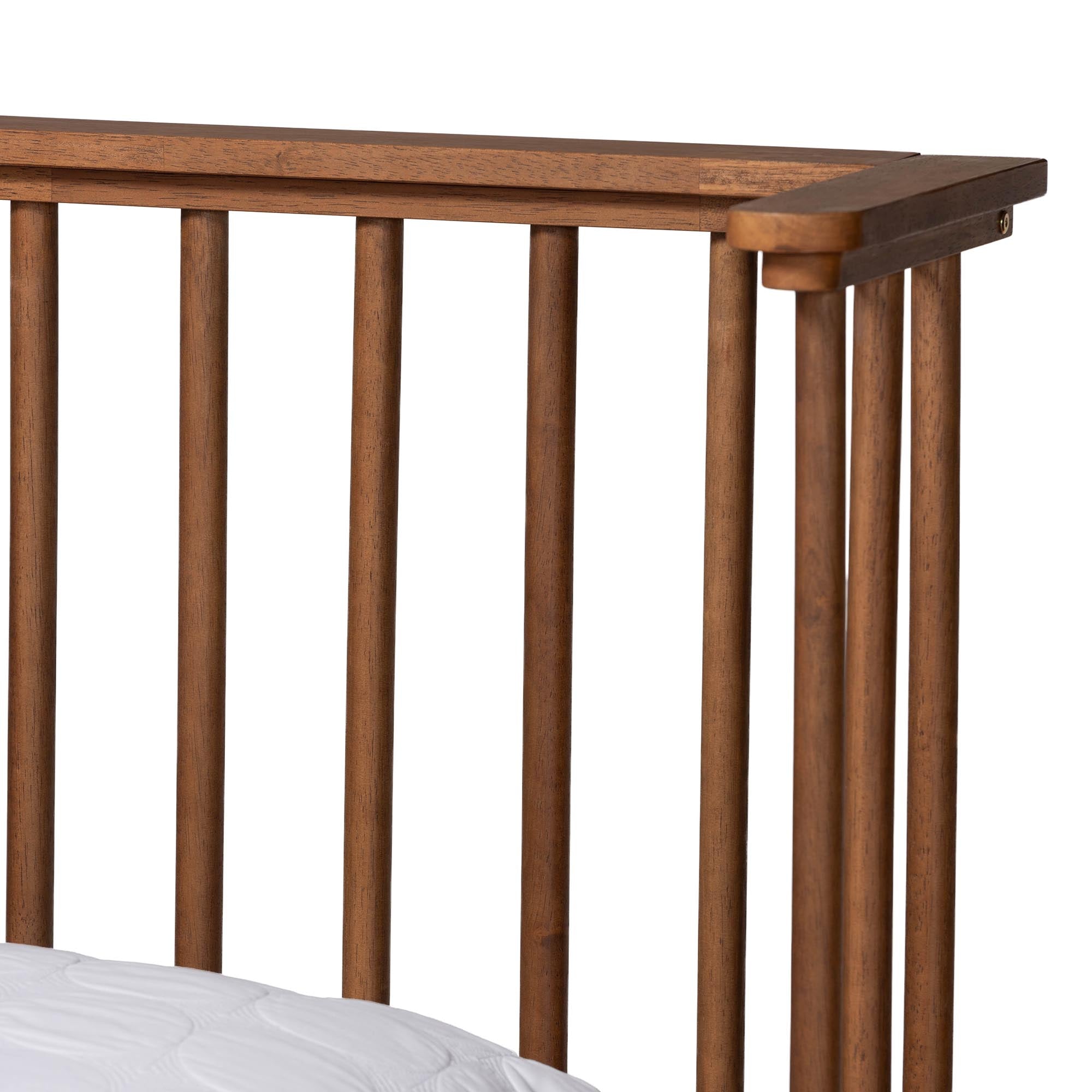 Bennet Queen Ash Walnut Platform Bed – Mid-Century Modern Spindle Design