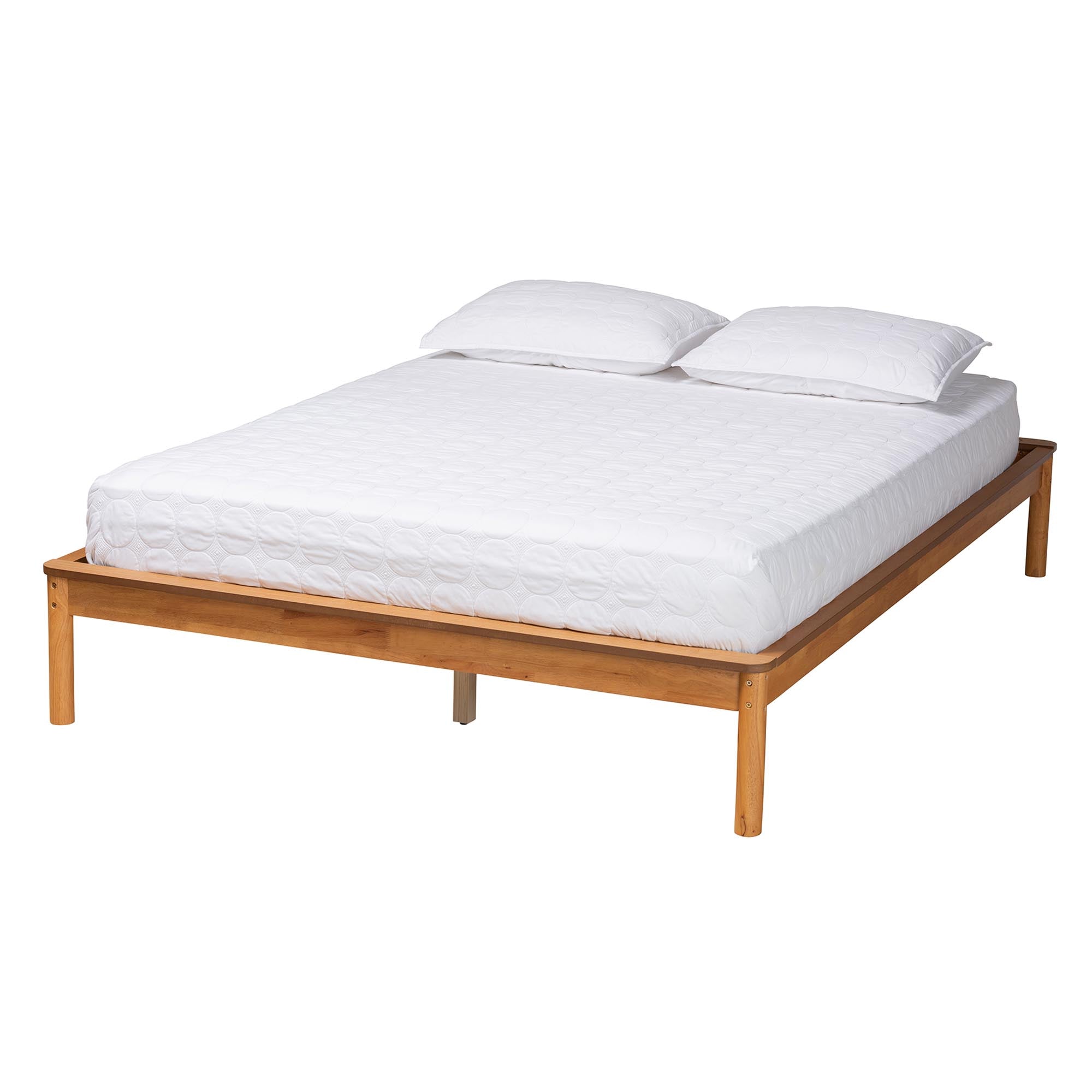 Adrin Mid-Century Modern King Size Wood Platform Bed – Honey Oak Finish with Storage