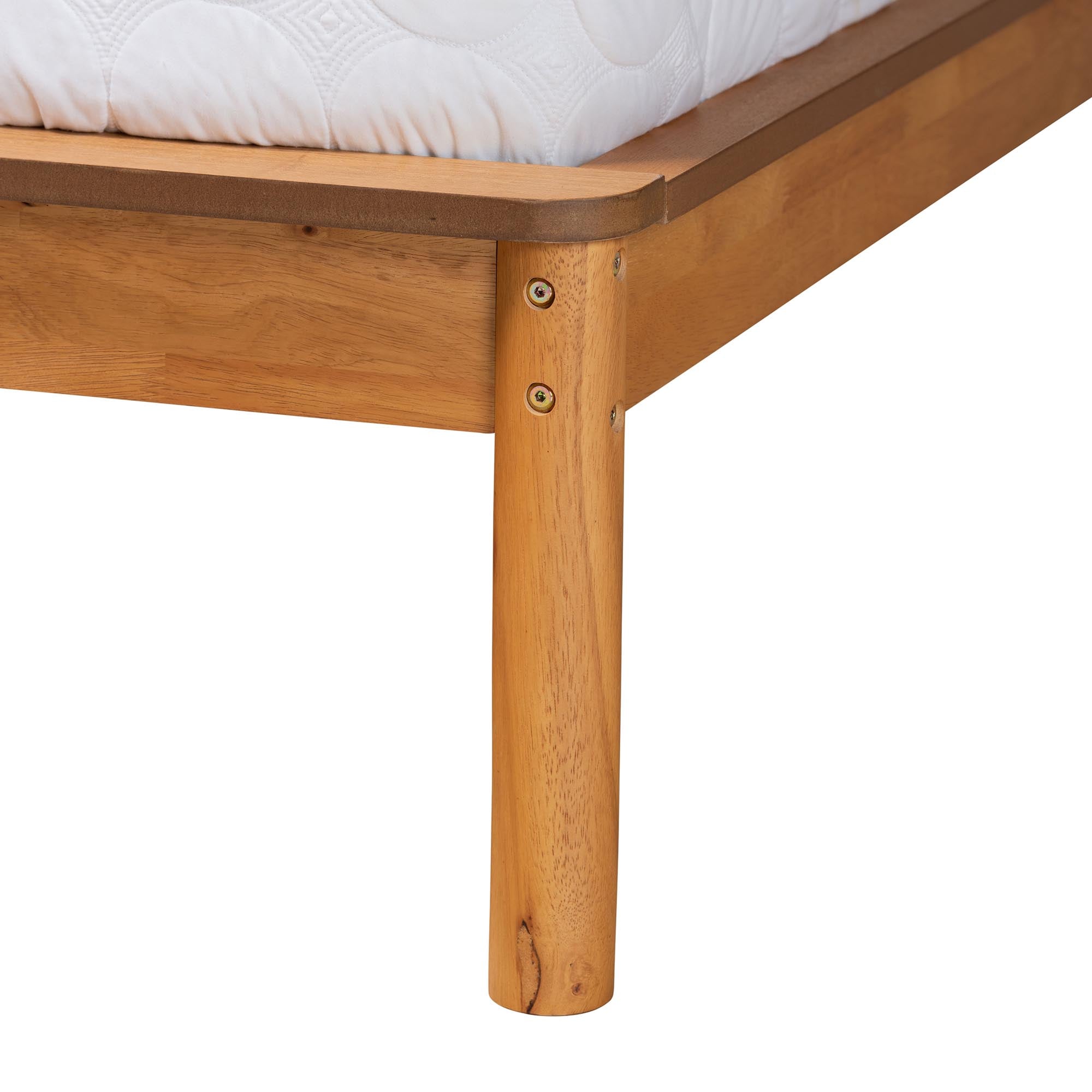 Equit Queen Rubberwood Mid-Century Modern Platform Bed – Honey Oak Finish