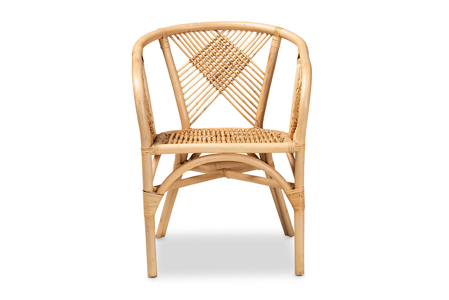 bali & pari Kagama Modern Bohemian Natural Brown Rattan Dining Chair