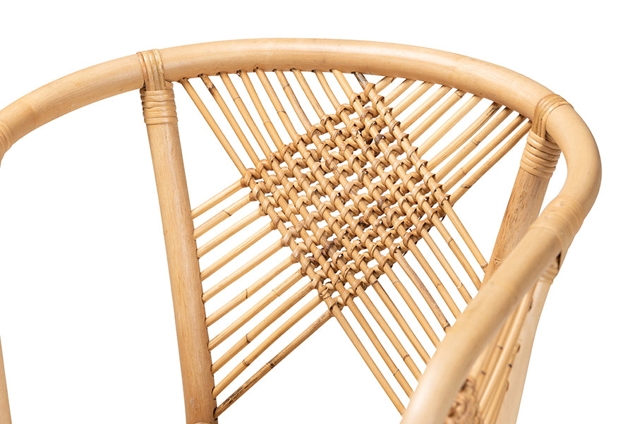bali & pari Kagama Modern Bohemian Natural Brown Rattan Dining Chair