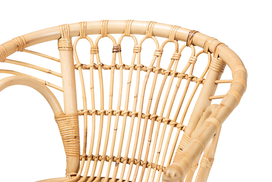bali & pari Kaka Modern Bohemian Natural Brown Rattan Dining Chair