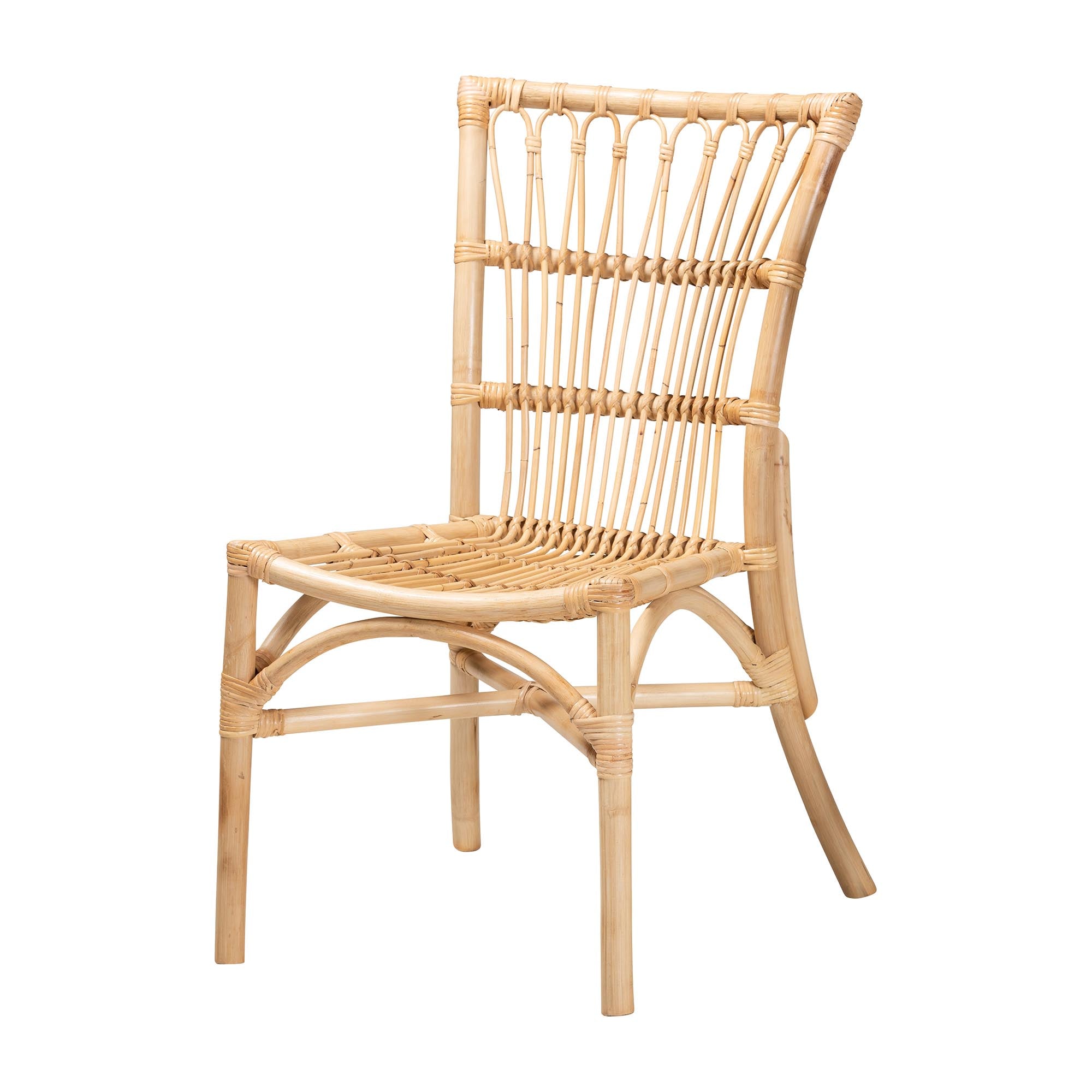 bali & pari Ammi Modern Bohemian Natural Brown Rattan Dining Chair