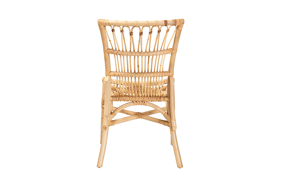 bali & pari Ammi Modern Bohemian Natural Brown Rattan Dining Chair
