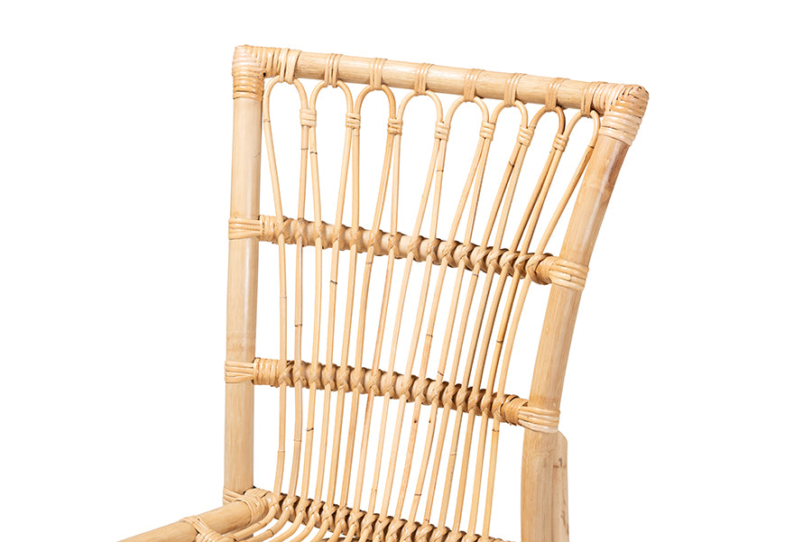 bali & pari Ammi Modern Bohemian Natural Brown Rattan Dining Chair