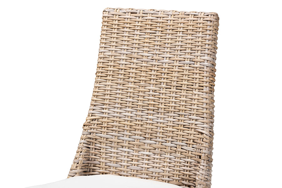 bali & pari Toby Modern Bohemian Grey Rattan 2-Piece Dining Chair Set