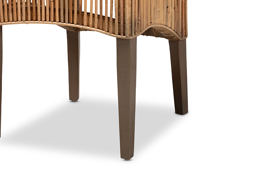 bali & pari Sullivan Modern Bohemian Natural Brown Rattan 2-Piece Dining Chair Set
