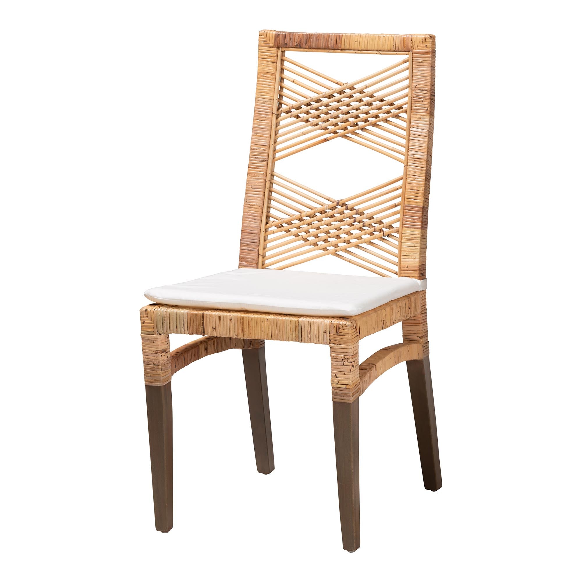 bali & pari Poltak Modern Bohemian Natural Brown Rattan Dining Chair