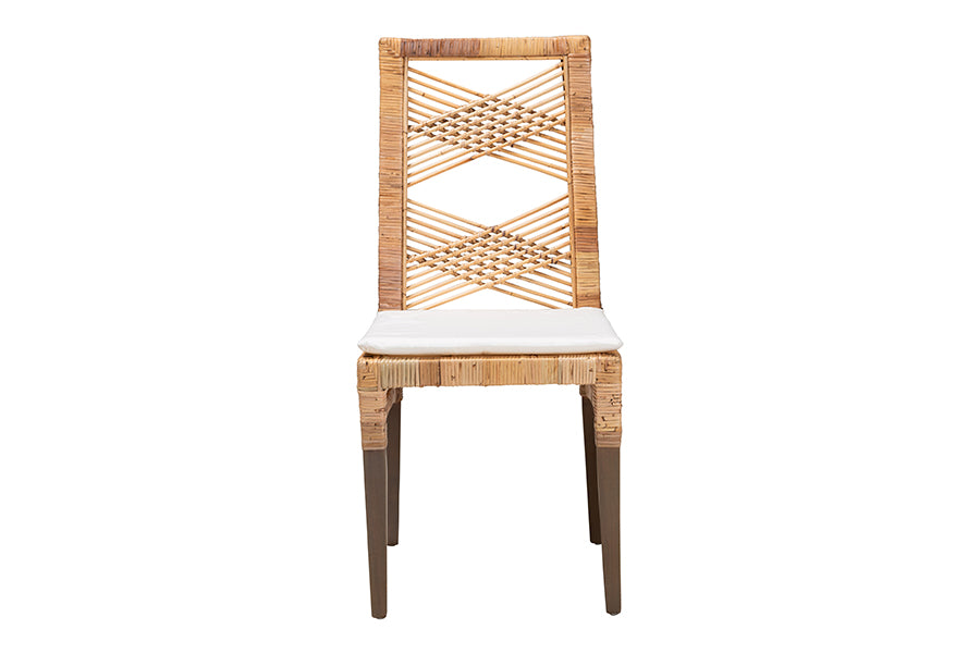 bali & pari Poltak Modern Bohemian Natural Brown Rattan Dining Chair