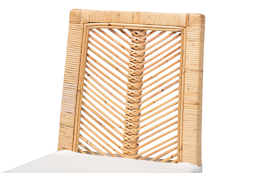 bali & pari Suci Modern Bohemian Natural Brown Rattan 2-Piece Dining Chair Set