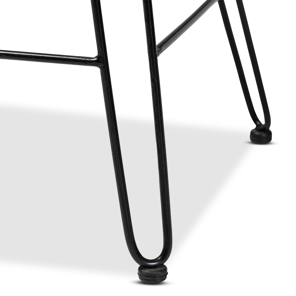 Garan Modern Bohemian Natural Brown Rattan and Black Metal Counter Stool