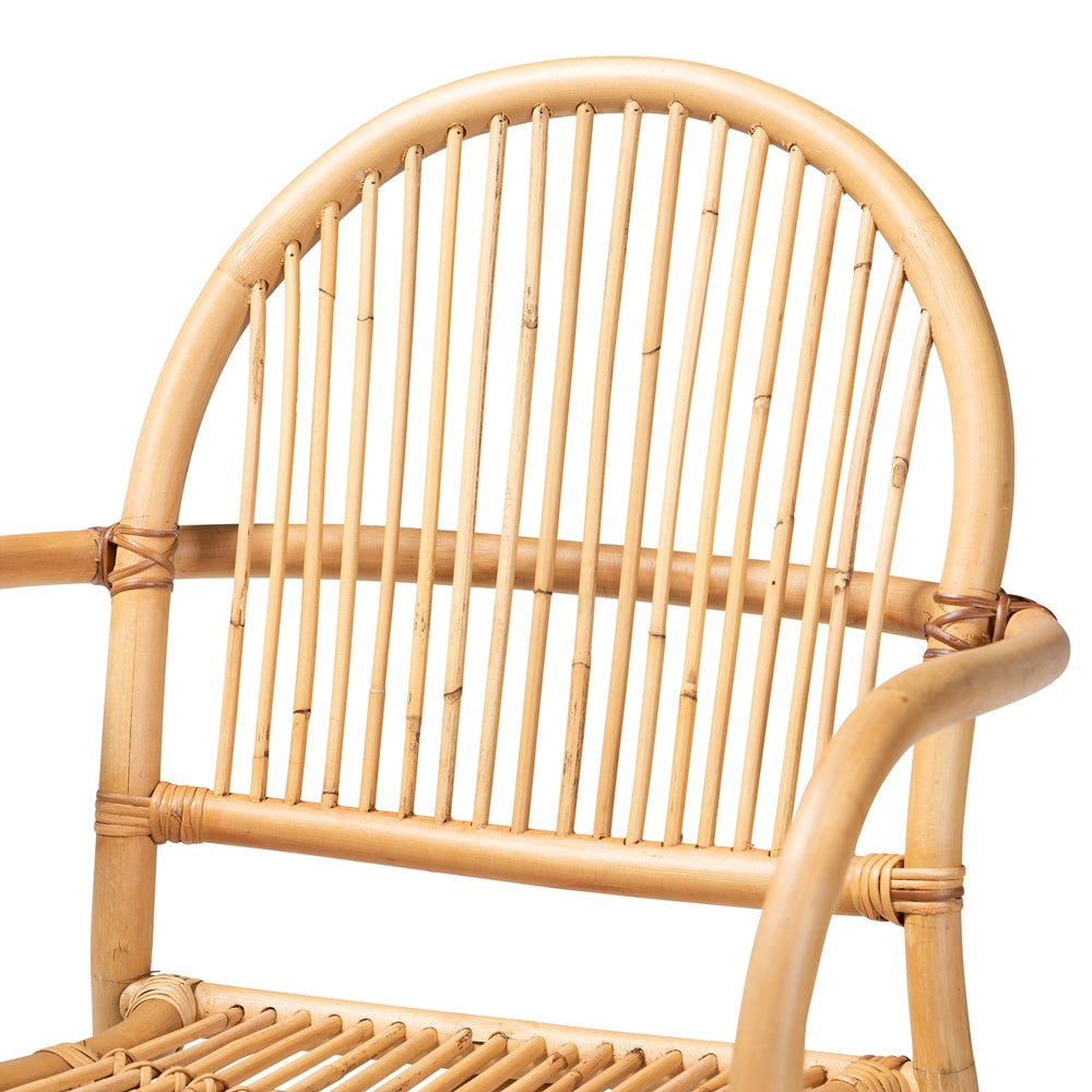 Tugera Modern Bohemian Natural Brown Rattan Counter Stool