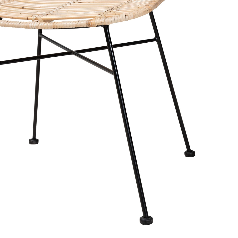 Manhattan Modern Bohemian Rattan and Natural Oak Finished Wood 5-Piece Dining Set