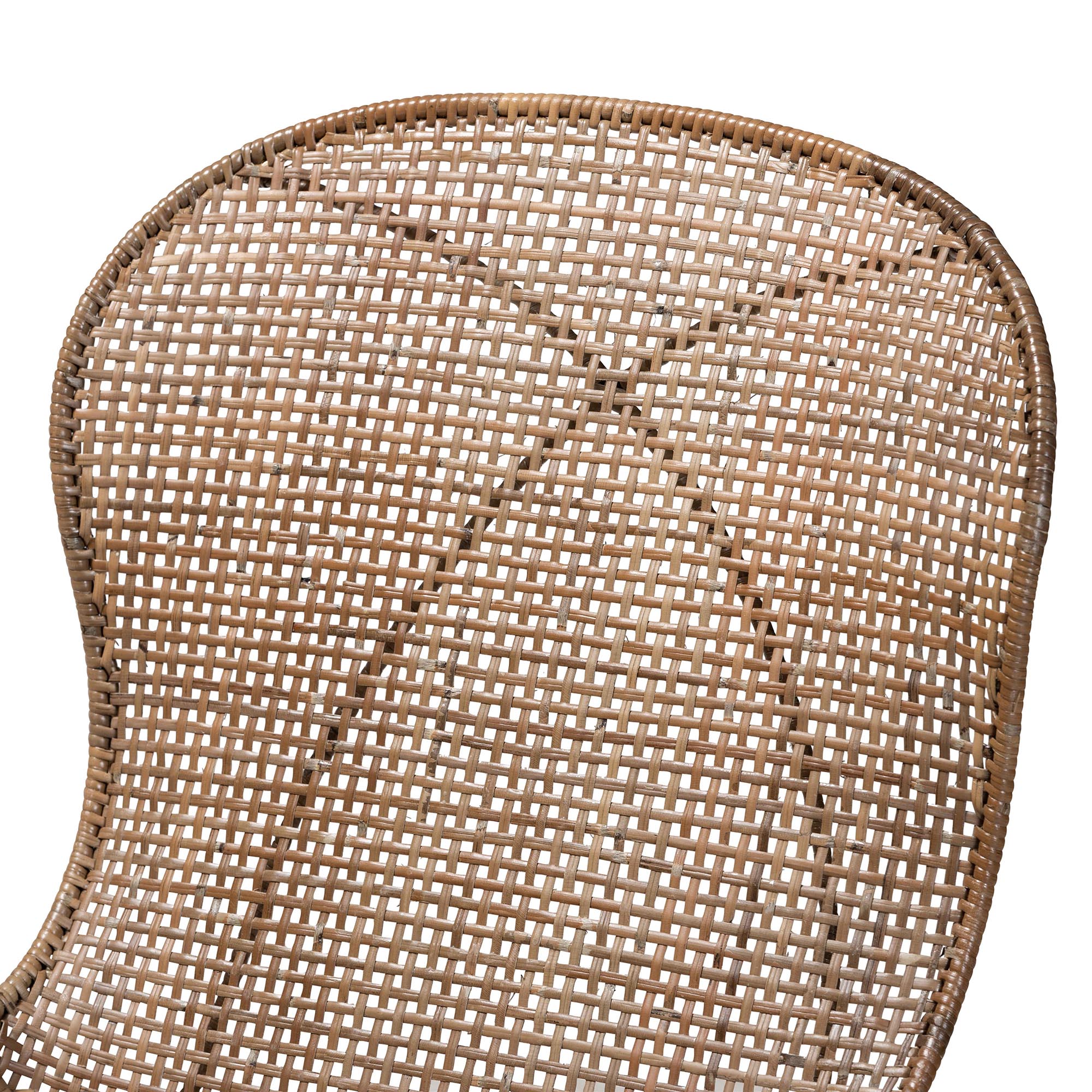 bali & pari Sabelle Japandi Greywashed Rattan and Black Metal 2-Piece Dining Chair Set