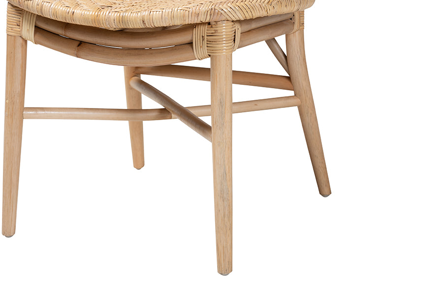 bali & pari Osaka Modern Bohemian Natural Brown Rattan Dining Chair