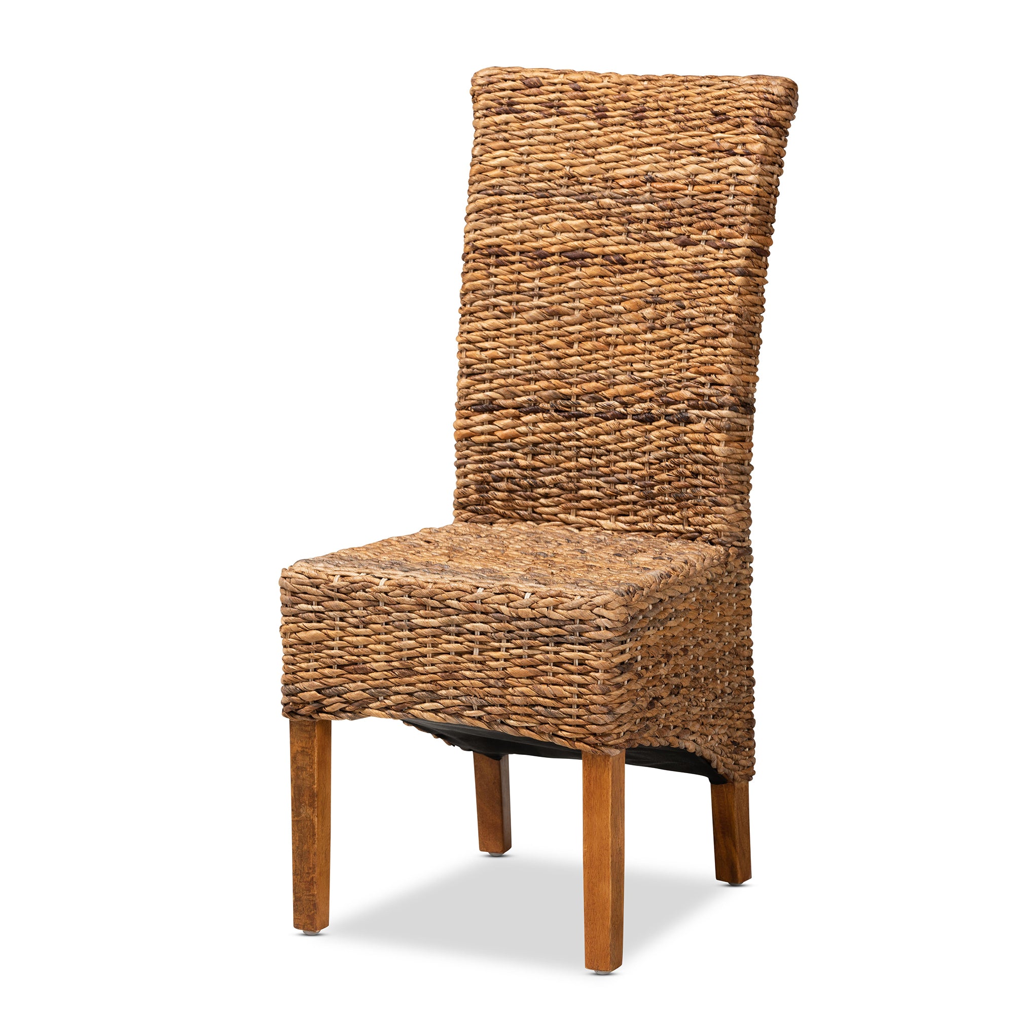 bali & pari Trianna Rustic Transitional Natural Seagrass and Brown Finished Wood Dining Chair