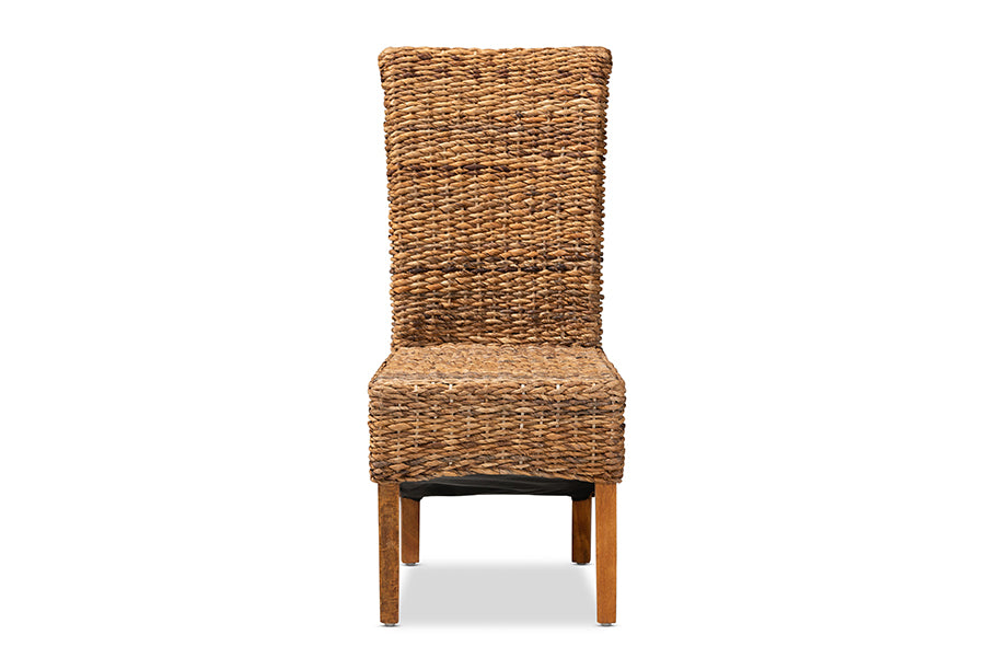 bali & pari Trianna Rustic Transitional Natural Seagrass and Brown Finished Wood Dining Chair