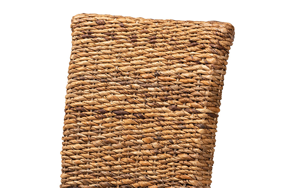 bali & pari Trianna Rustic Transitional Natural Seagrass and Brown Finished Wood Dining Chair