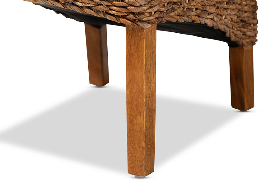 bali & pari Trianna Rustic Transitional Natural Seagrass and Brown Finished Wood Dining Chair