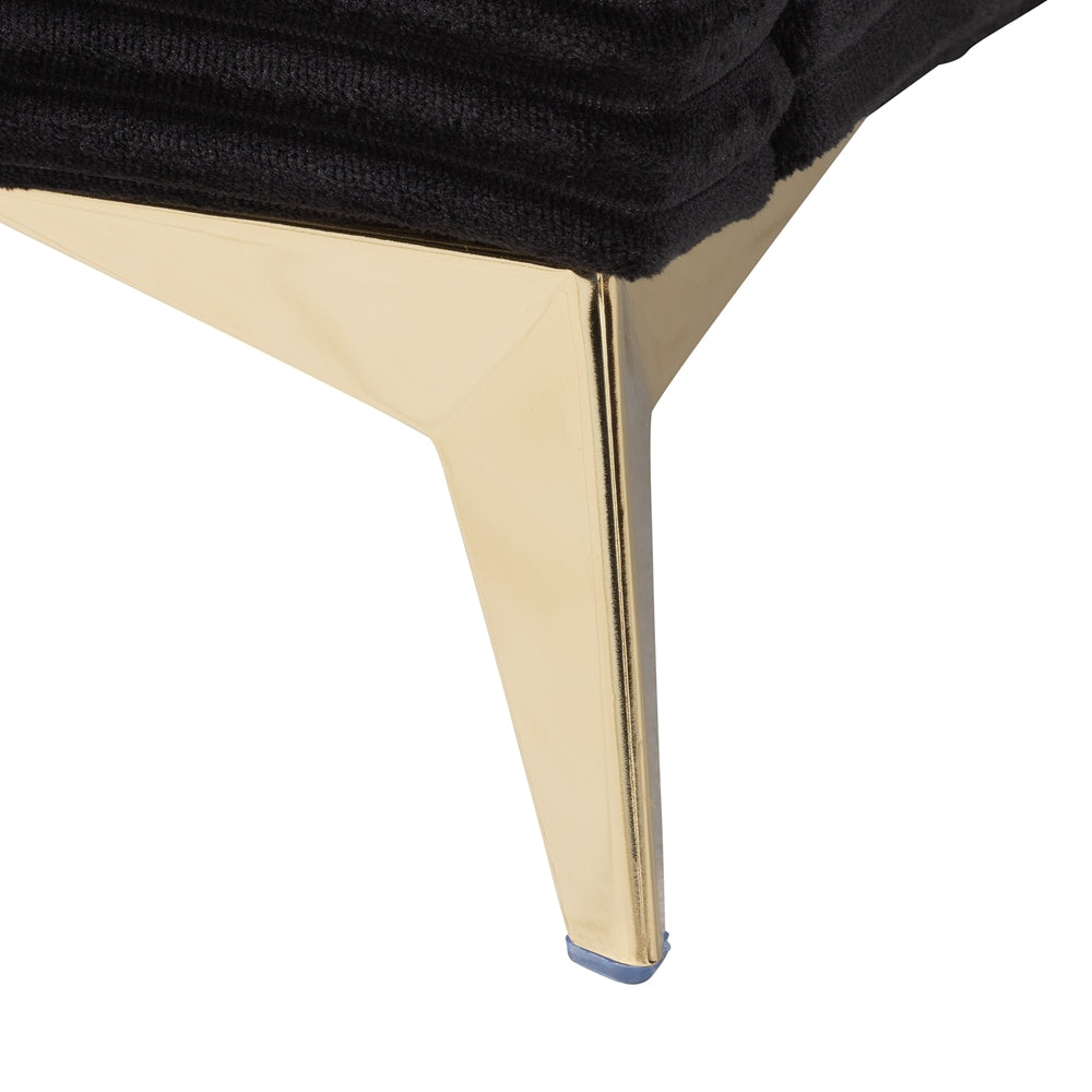 Marrero Queen Upholstered Bed – Contemporary Black Velvet & Gold Metal