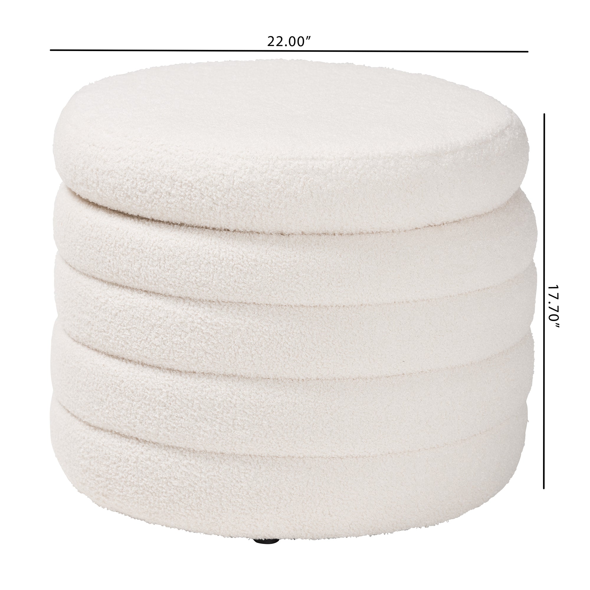 Tabitha Modern and Contemporary Ivory Boucle Upholstered Storage Ottoman