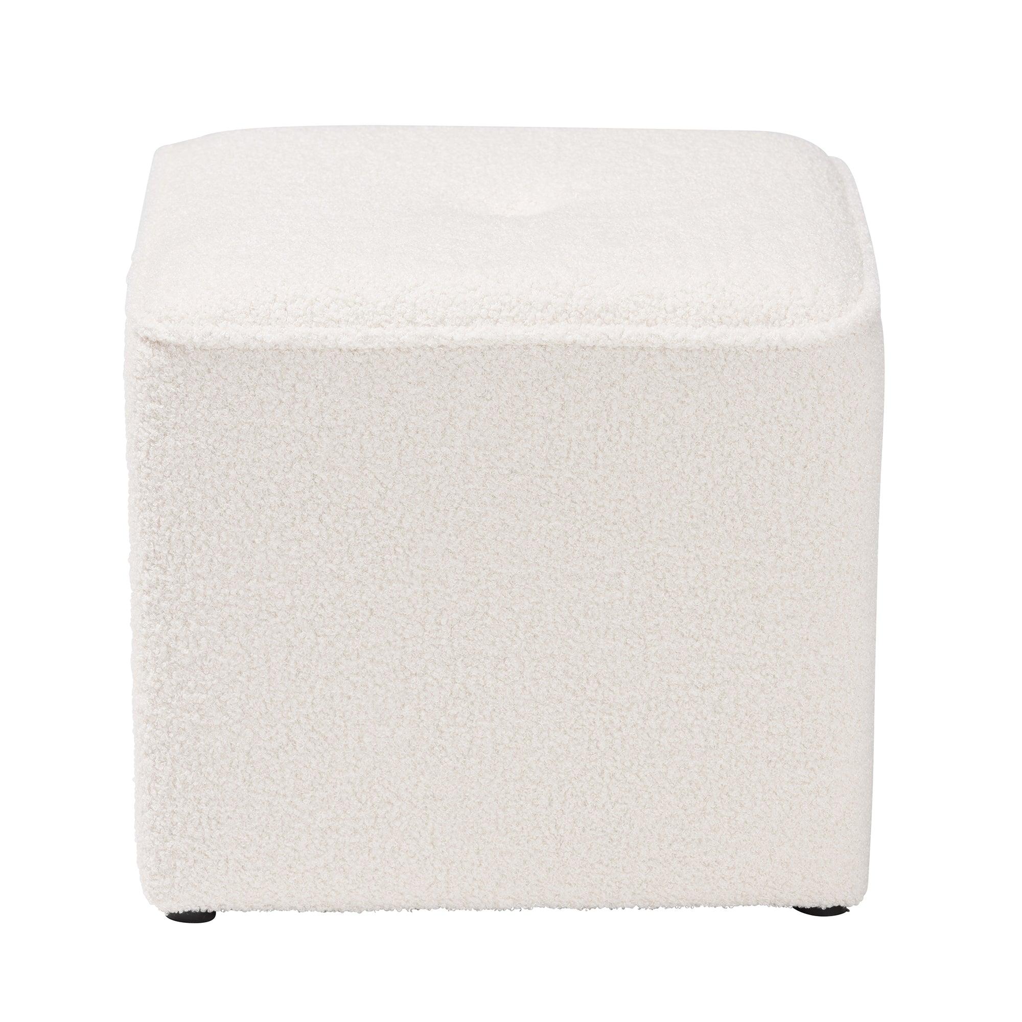 Isaiah Modern and Contemporary Ivory Boucle Upholstered Ottoman
