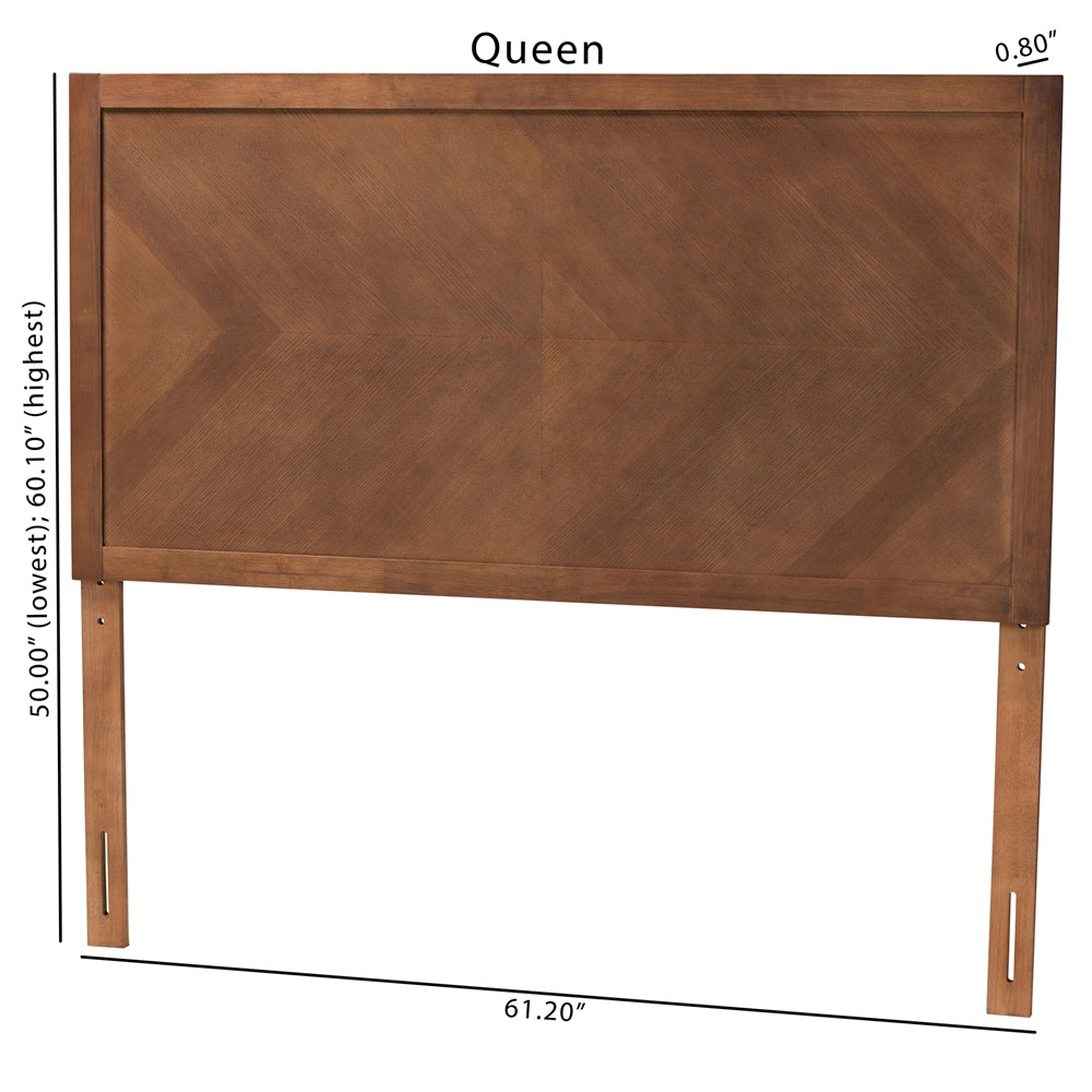 Terrian Classic and Traditional Ash Walnut Finished Wood Queen Size Headboard