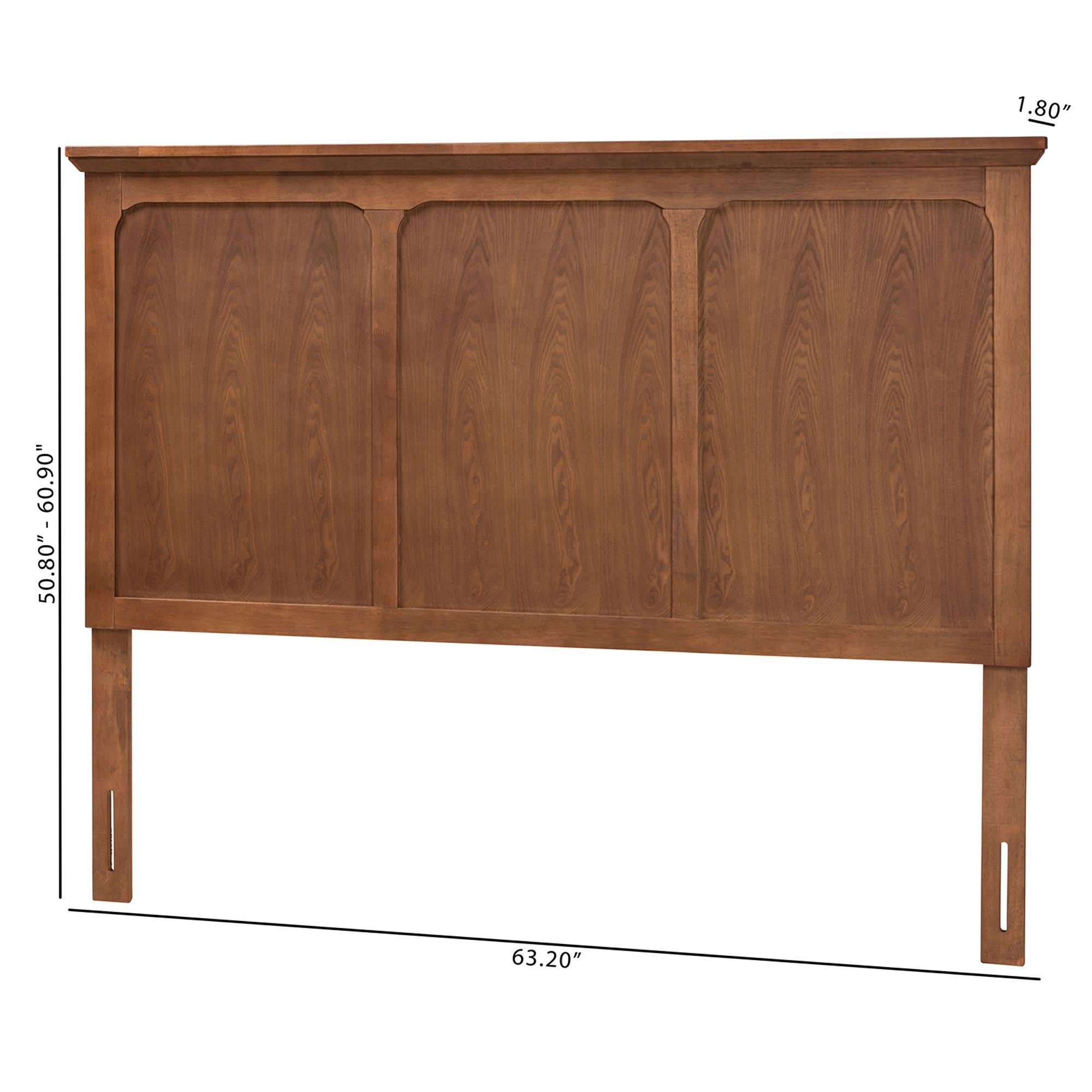 Alarice Classic and Traditional Ash Walnut Finished Wood Queen Size Headboard