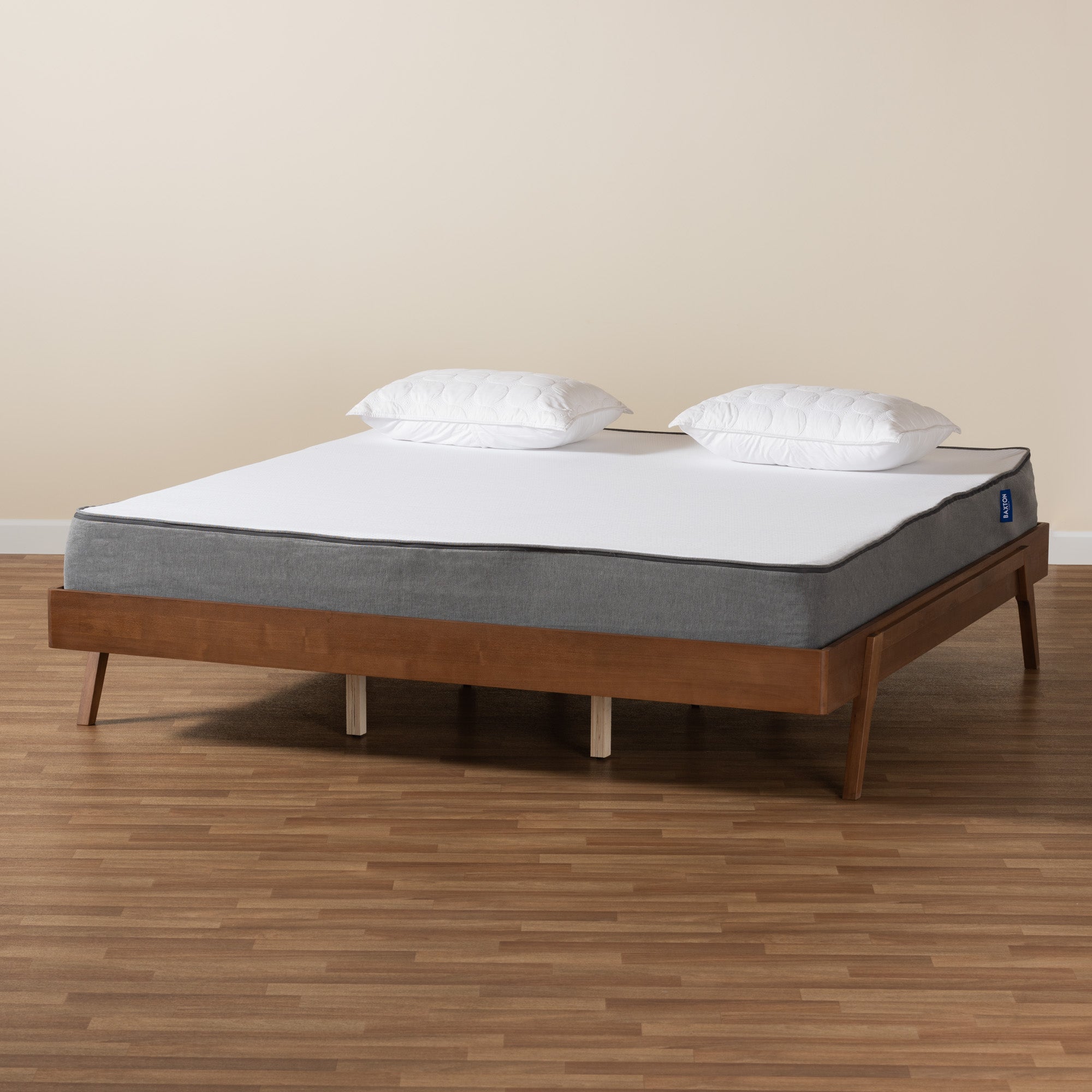 Laurana Queen Engineered Wood Bed Frame Modern Design, Walnut Finish