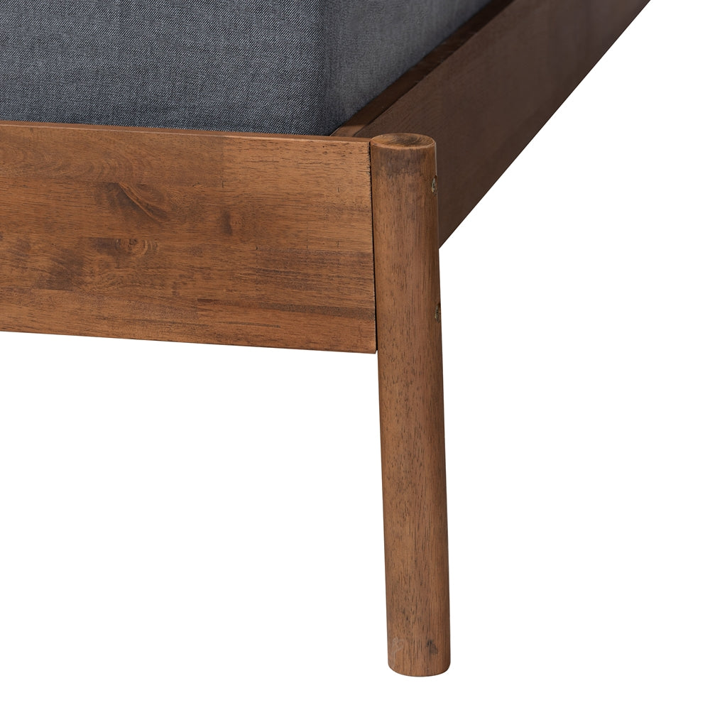 Merrick Queen Wood Bed Frame – Mid-Century Modern Ash Walnut Finish