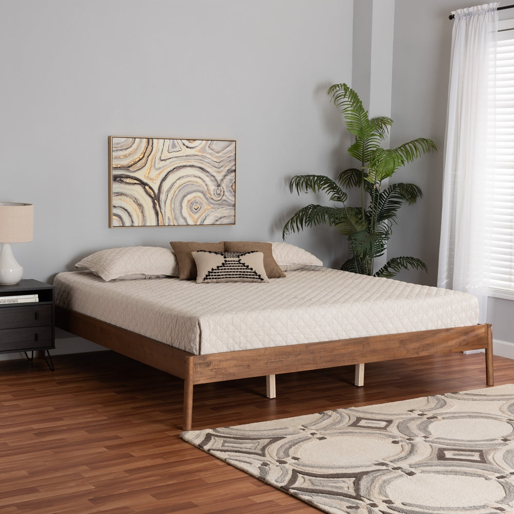 Beka King Ash Walnut Bed Frame – Sleek Mid-Century Modern Look