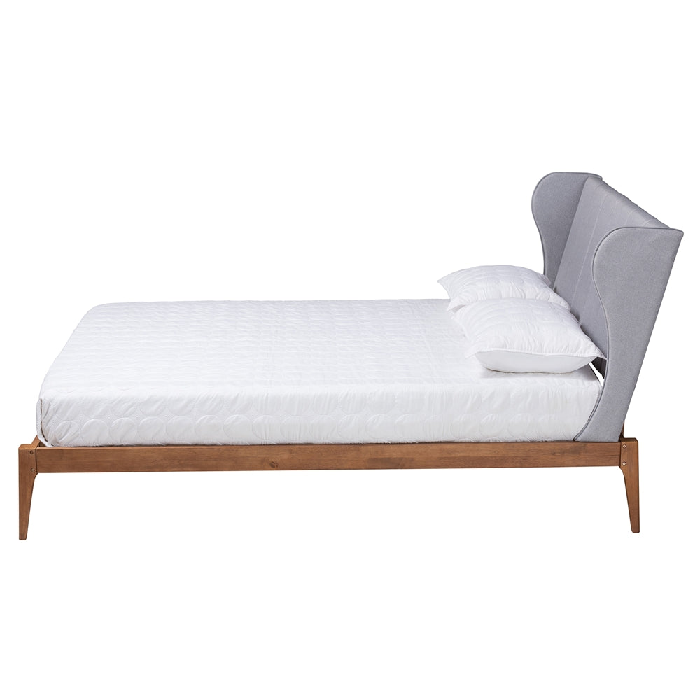Darcy Queen Fabric & Wood Platform Bed – Mid-Century Transitional Style