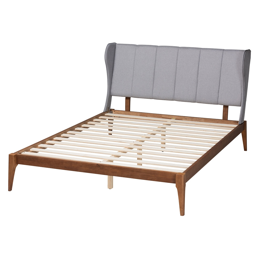 Darcy Queen Fabric & Wood Platform Bed – Mid-Century Transitional Style