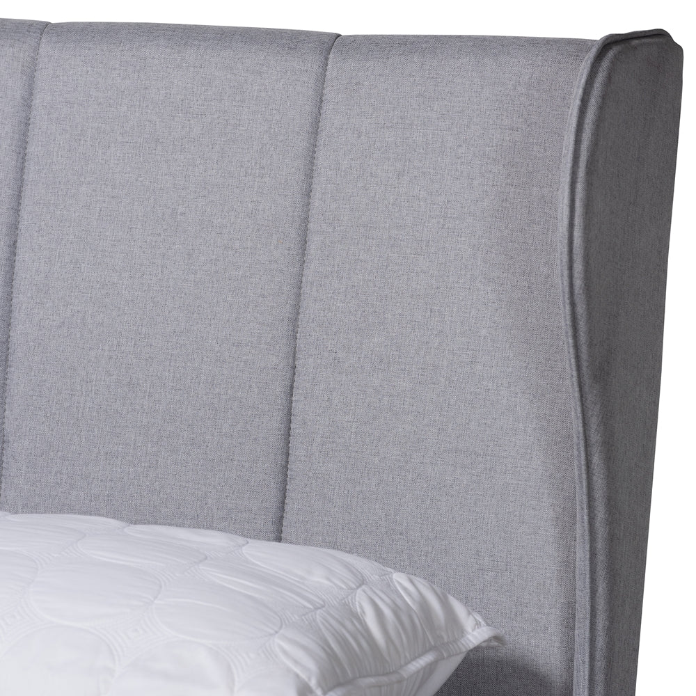 Darcy Queen Fabric & Wood Platform Bed – Mid-Century Transitional Style