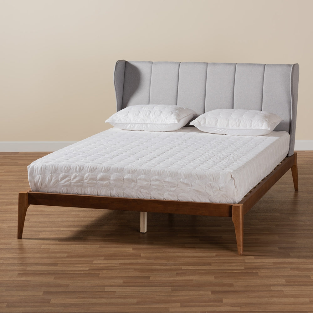 Darcy Queen Fabric & Wood Platform Bed – Mid-Century Transitional Style