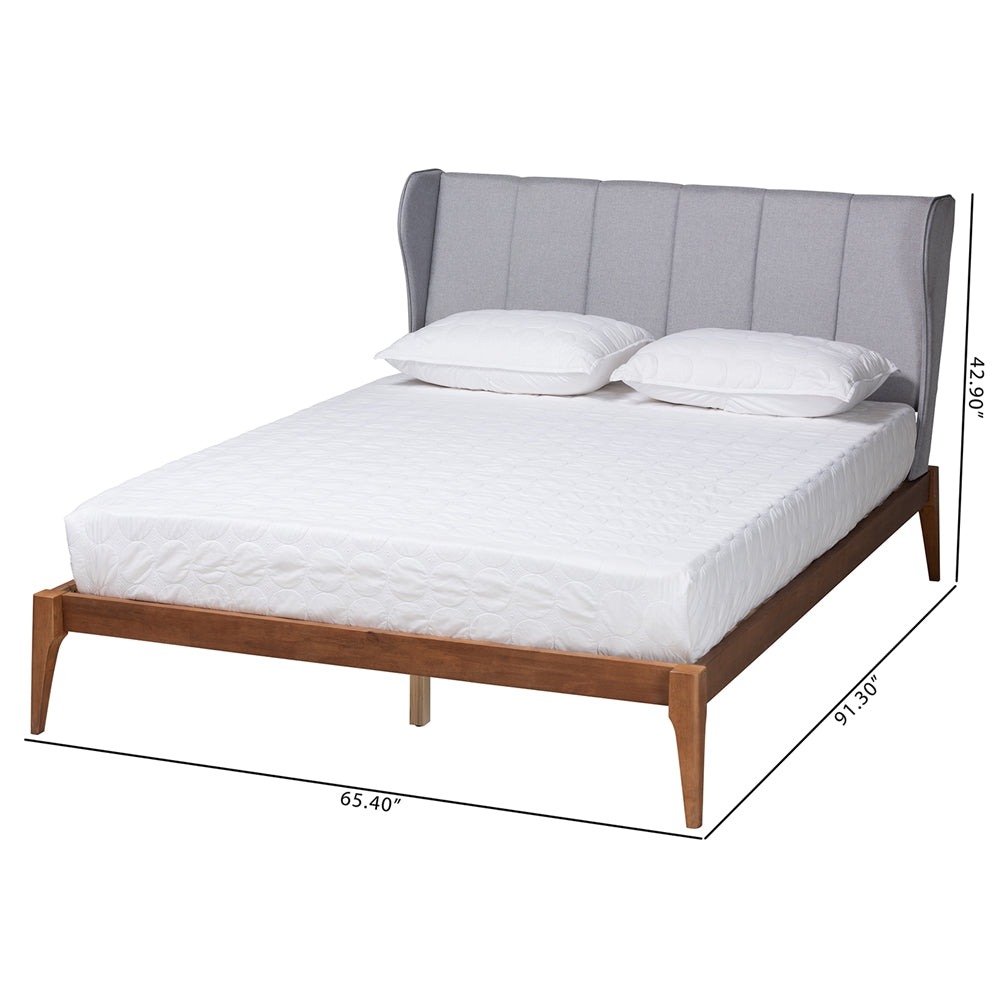 Darcy Queen Fabric & Wood Platform Bed – Mid-Century Transitional Style