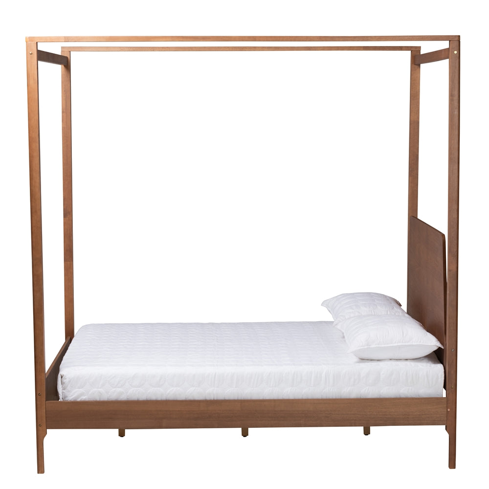 Ponzi Queen Ash Walnut Canopy Bed Frame – Traditional Wood Platform