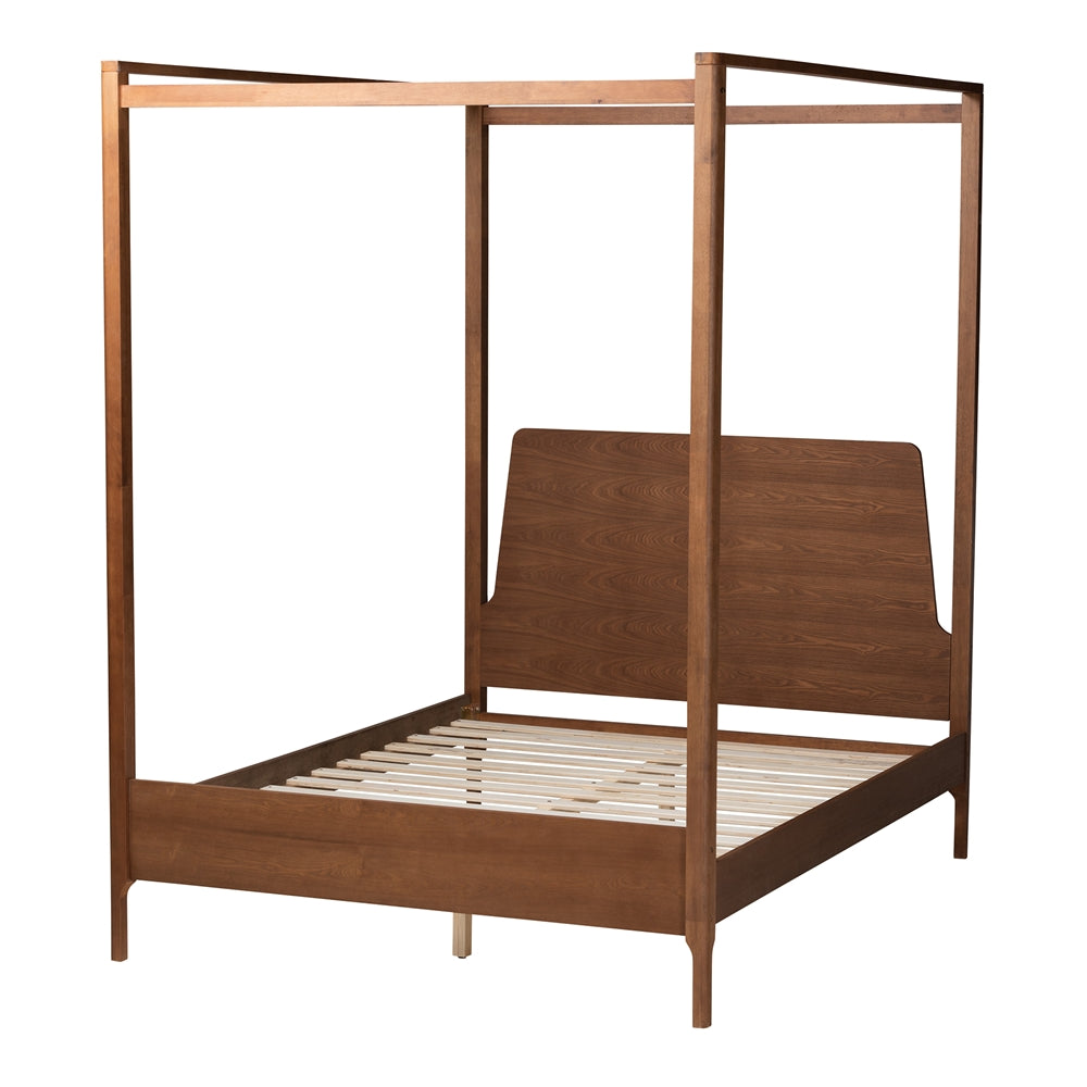 Ponzi Queen Ash Walnut Canopy Bed Frame – Traditional Wood Platform