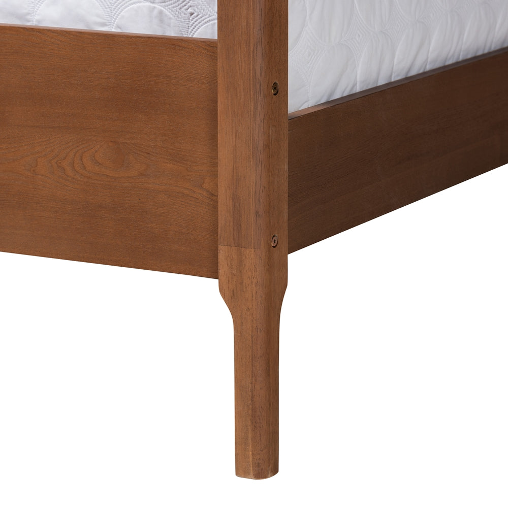 Ponzi Queen Ash Walnut Canopy Bed Frame – Traditional Wood Platform