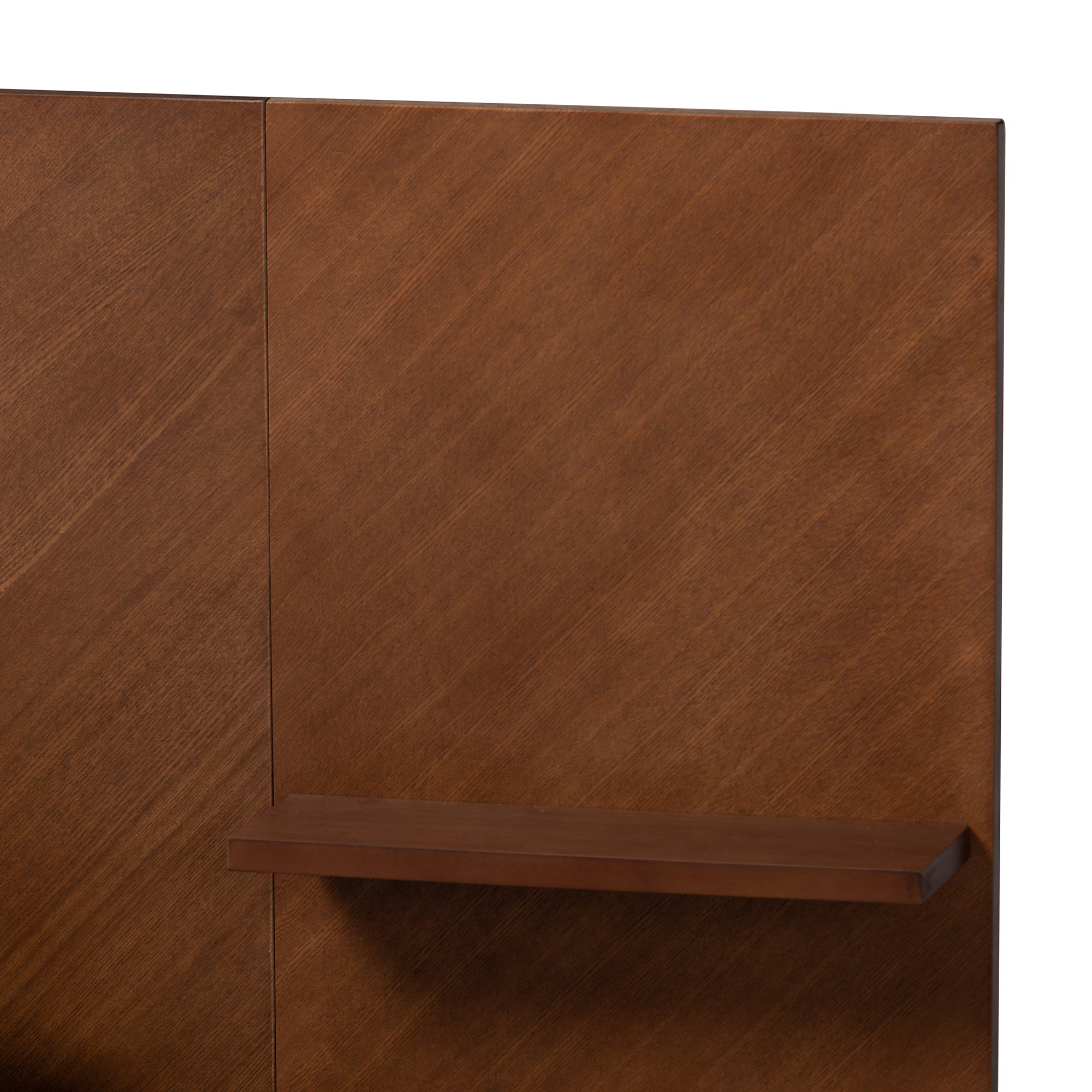 Joanie Ash Walnut Finished Wood Queen Size Platform Storage Bed With Built-In Nightstands