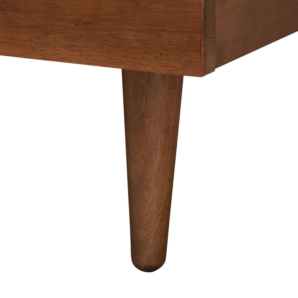 Joanie Ash Walnut Finished Wood Queen Size Platform Storage Bed With Built-In Nightstands