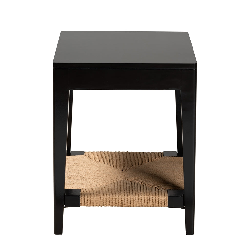 Freya Modern Bohemian Black Finished Bayur Wood End Table