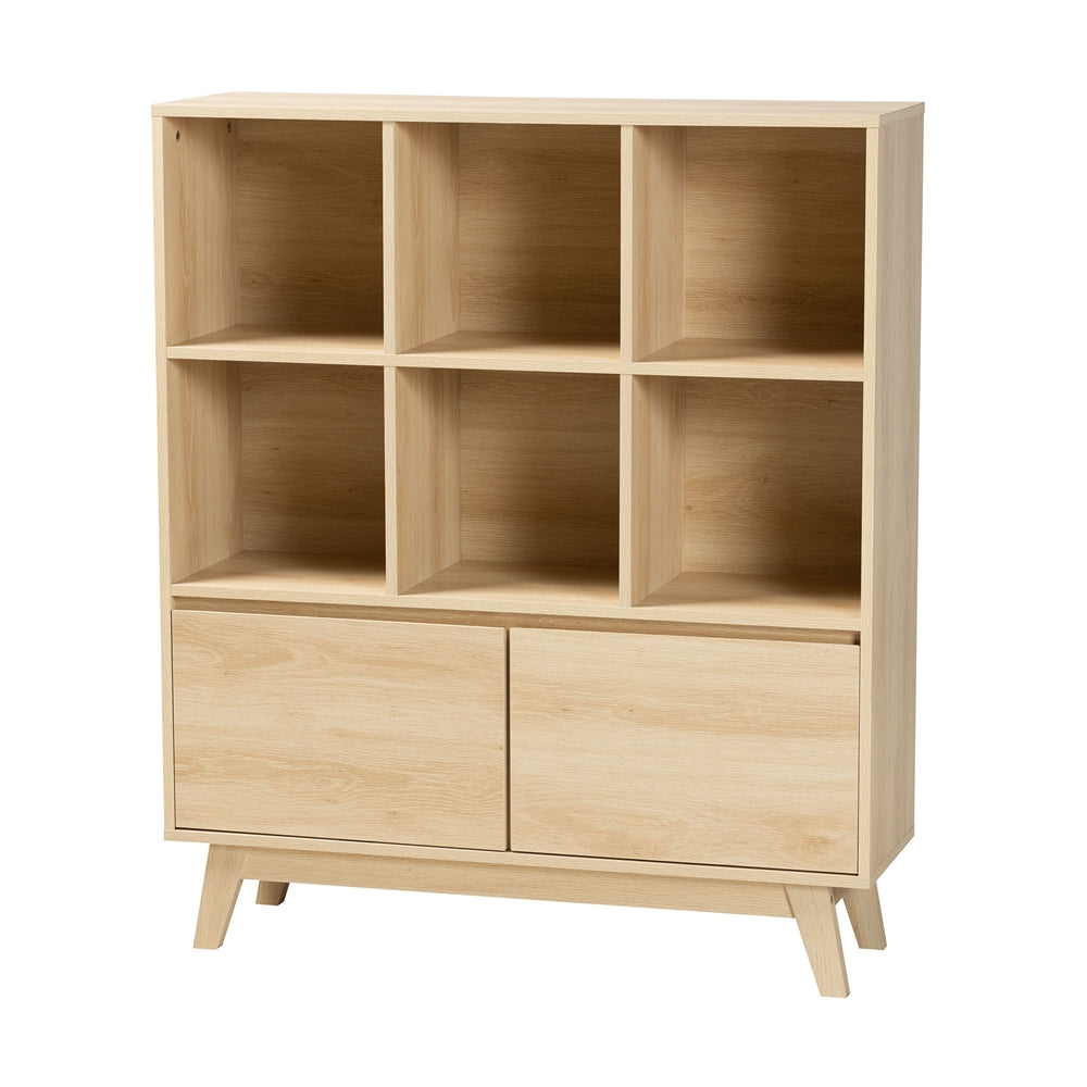 Danina Japandi Oak Brown Finished Wood Bookshelf